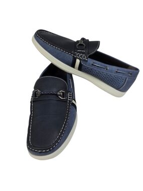 Tahari Navy and Blue Slip-On Bit Loafers. Size 10